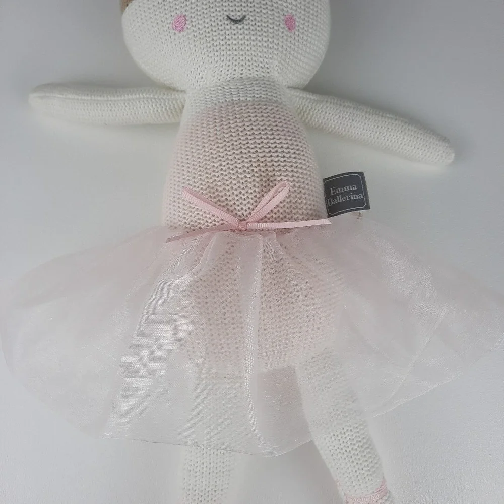 Emma Ballerina Knitted Doll Plush with Rattle inside Living Textiles 17